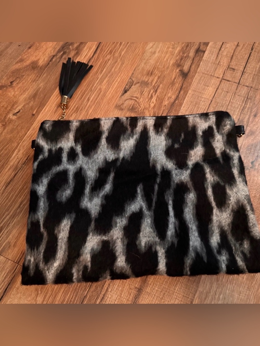 Leopard Print Faux Fur Clutch